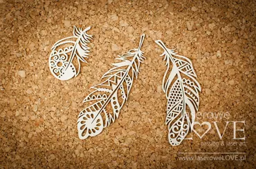 Laserowe LOVE - Chipboard - Decorative feathers - Indiana