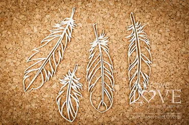 Laserowe LOVE - Chipboard - Feathers - Indiana
