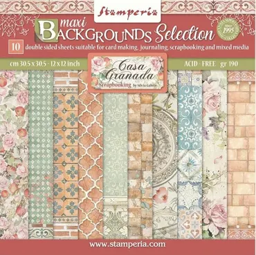 Stamperia Casa Granada Maxi Backgrounds 12x12 Inch Paper Pack
