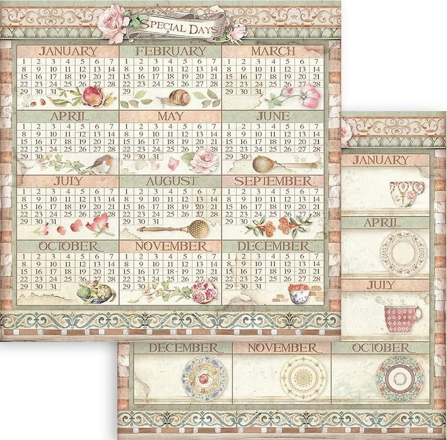 Stamperia Casa Granada Calendar 12x12 Inch Paper Sheet