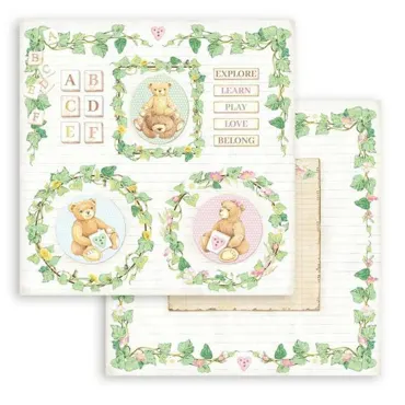 Stamperia Daydream Bear and Garlands 12x12 Inch Paper Sheet
