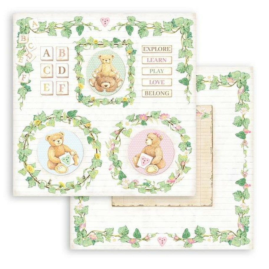 Stamperia Daydream Bear and Garlands 12x12 Inch Paper Sheet