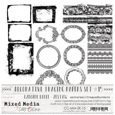 CRAFT O'CLOCK - MM - DECORATIVE TRACING PAPERS SET - 15 - FRAMES&BORDERS
