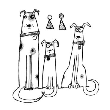 Crafty Individuals Three (Festive) Dogs Unmounted Rubber Stamps