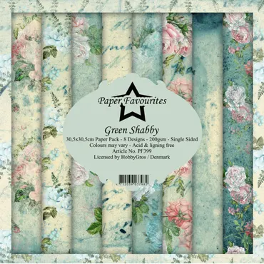 Paper Favourites Green Shabby 12x12 Inch Paper Pack