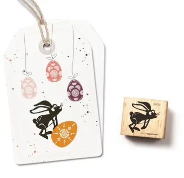 Cats on appletrees Stempel Häsin Millie springend