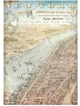 Stamperia Rice Paper A4 Sir Vagabond Aviator New York