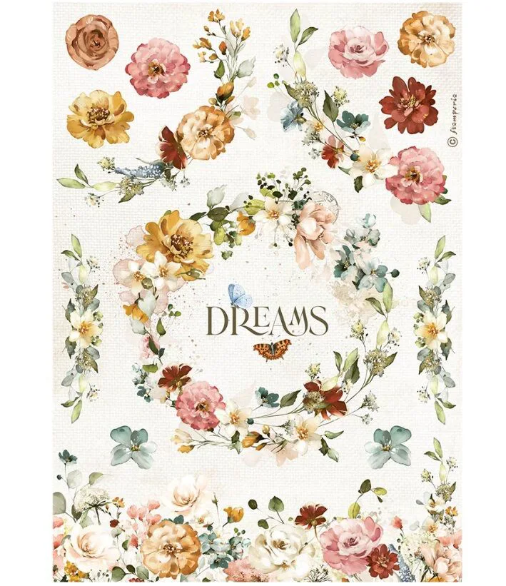 Stamperia Rice Paper A4 Garden of Promises Dreams 