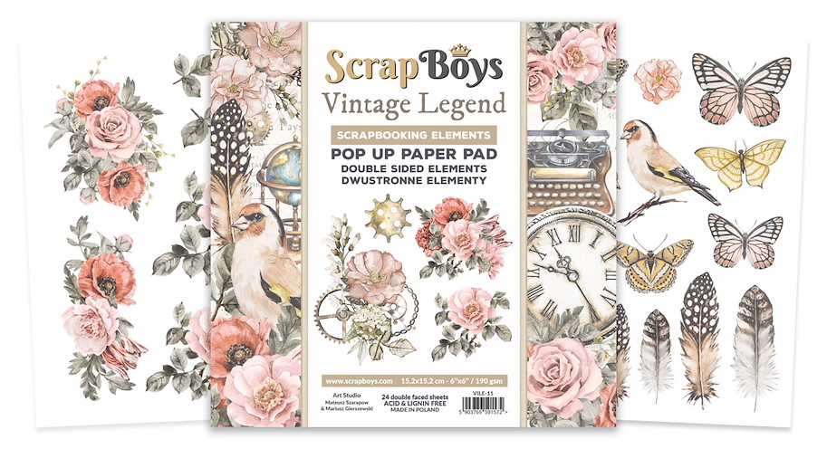 ScrapBoys Pop up Paper Set Vintage Legend 6’’x6’’   