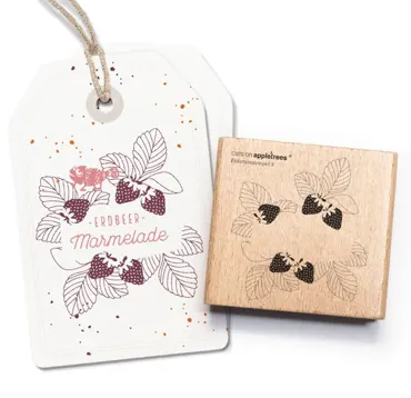 Cats on appletrees Etikettenstempel 3 – Erdbeeren