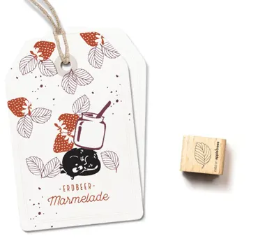 Cats on appletrees Ministempel Erdbeerblatt 1