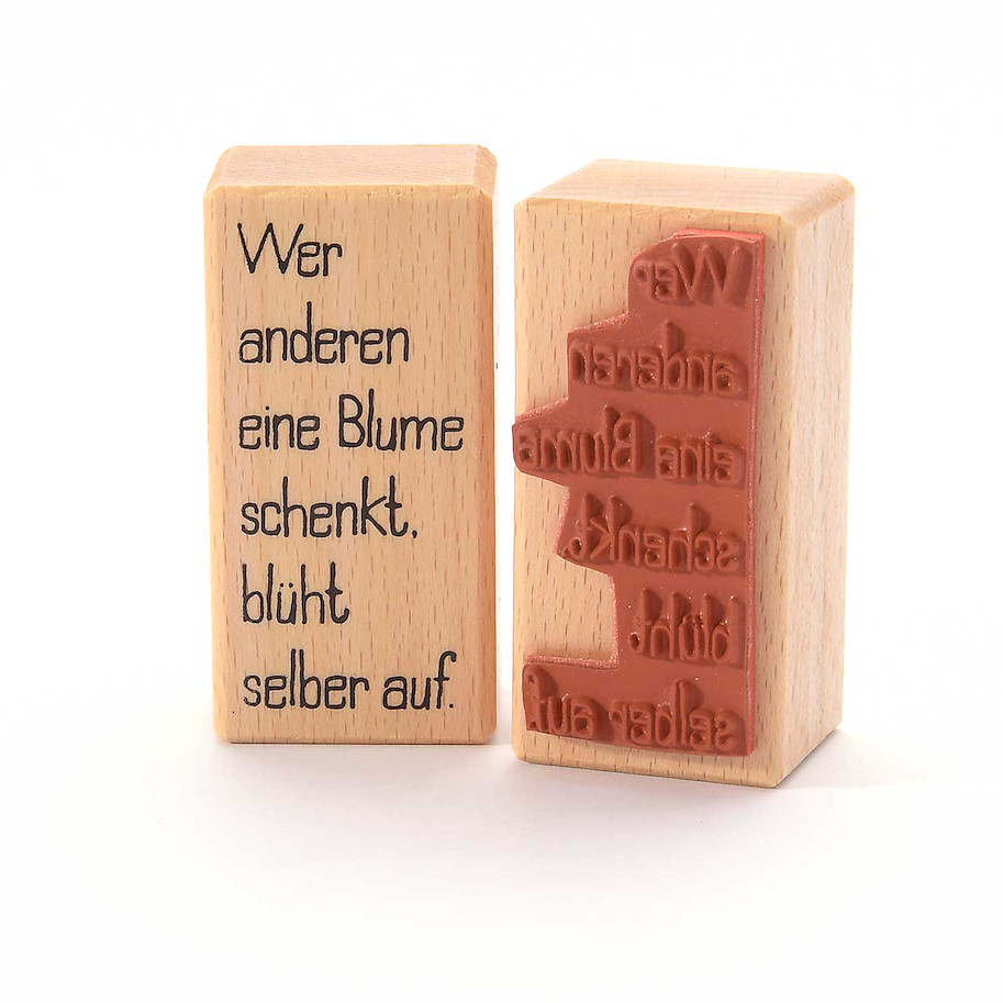 Motivstempel Titel: Wer anderen eine Blume schenkt (Druckschrift)