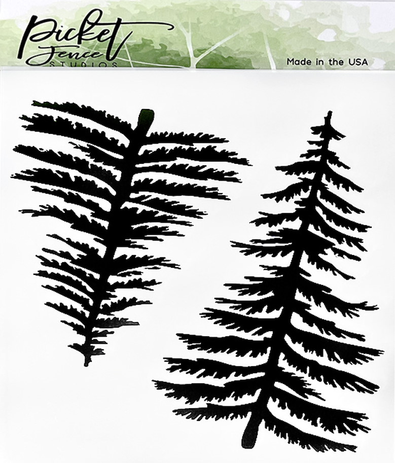 Picket Fence Studios Tall Christmas Trees 6x6 Inch Stencil 