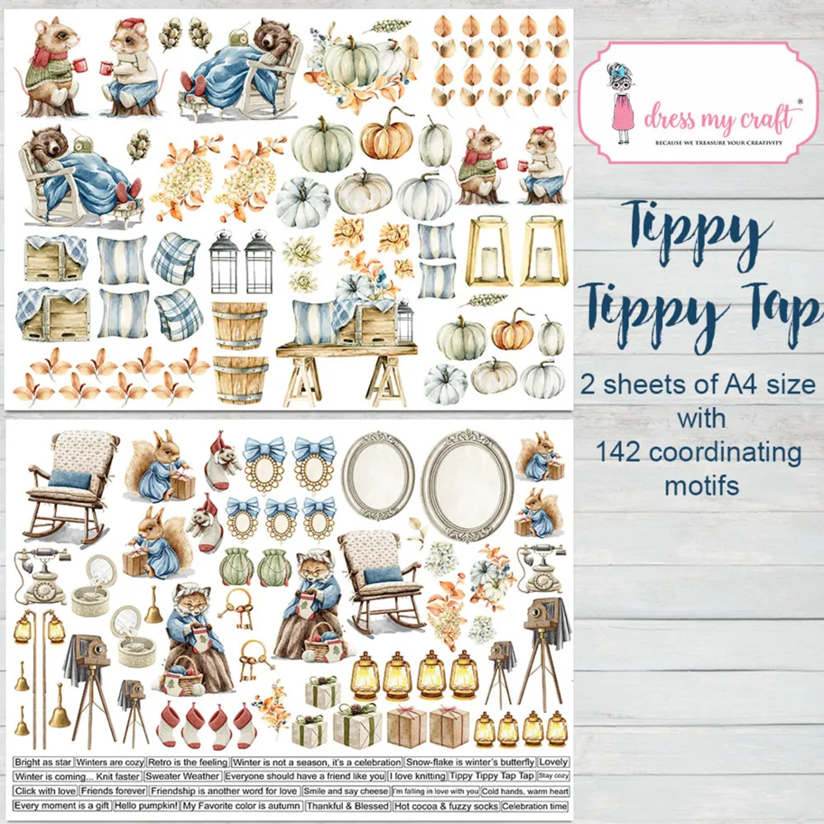 Dress my Craft Tippy Tippy Tap A4 Motif Sheet (2pcs)