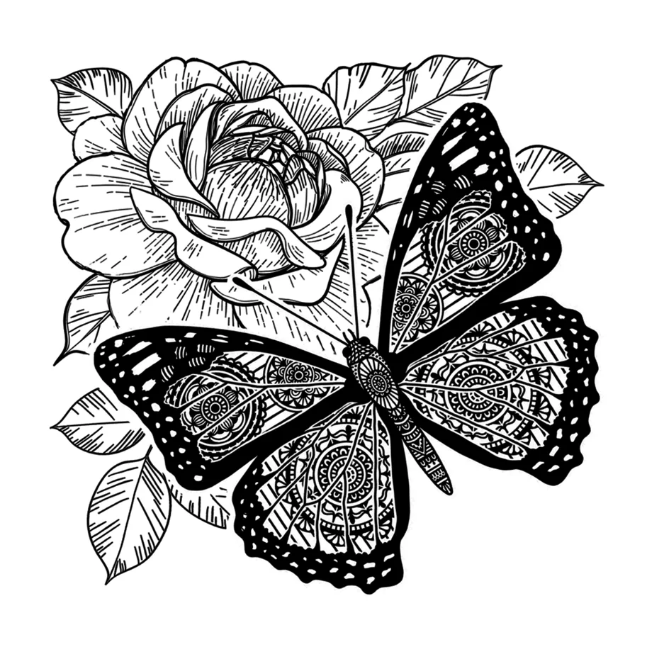 Crafty Individuals Butterfly and Rose Unmounted Rubber Stamps