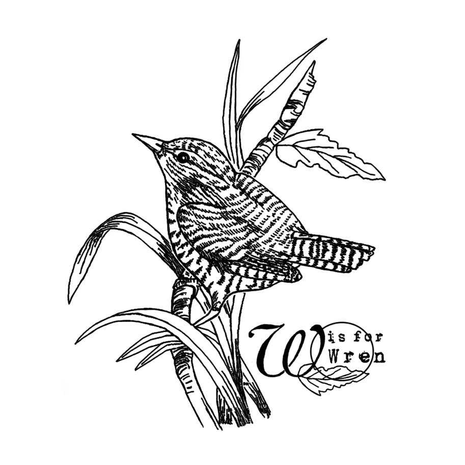 Crafty Individuals W is for Wren Unmounted Rubber Stamps