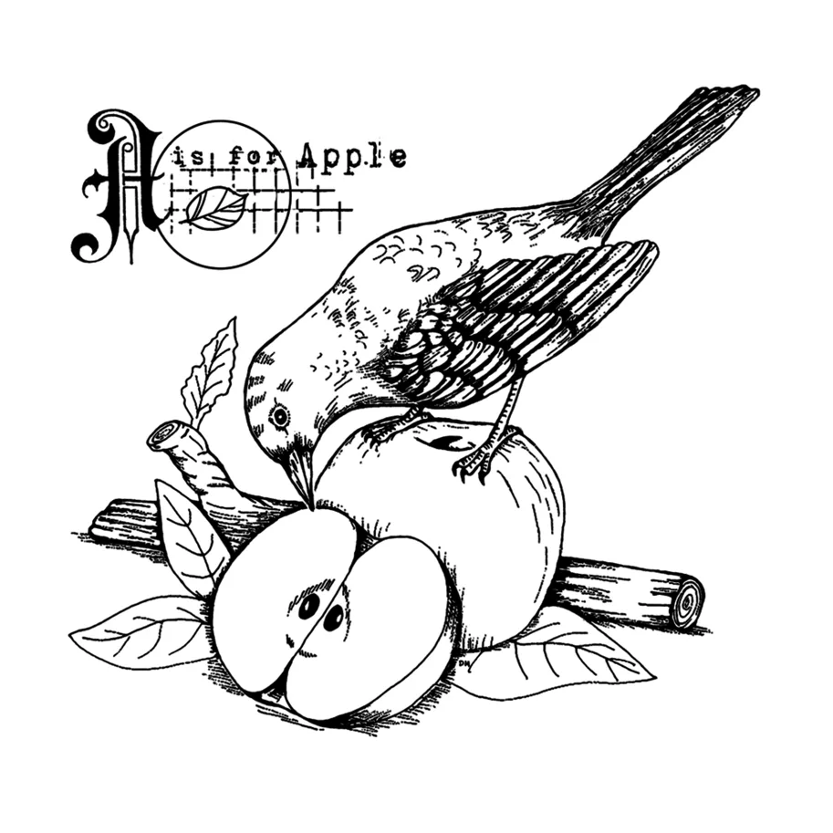 Crafty Individuals A is for Apple Unmounted Rubber Stamps 