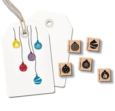 Cats on appletrees Stempel 5er Set Weihnachtskugeln (schwarz)