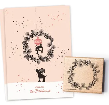 Cats on appletrees Stempel Weihnachtskranz 2