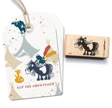 Cats on appletrees Stempel Shetlandpony Juan