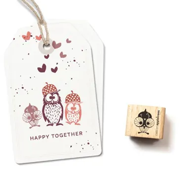 Cats on appletrees Stempel Eicheleule 1 - stehend