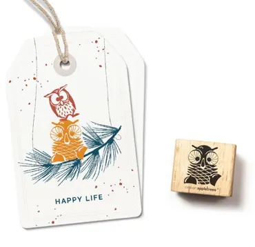 Cats on appletrees Stempel Eicheleule 3 - sitzend