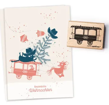 Cats on appletrees Stempel Eisenbahnwagon