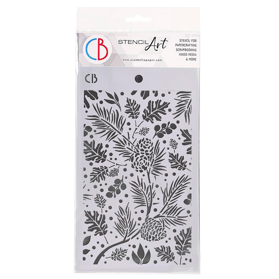 CIAO BELLA - TEXTURE STENCIL 5"X8" AUTUMN LEAVES