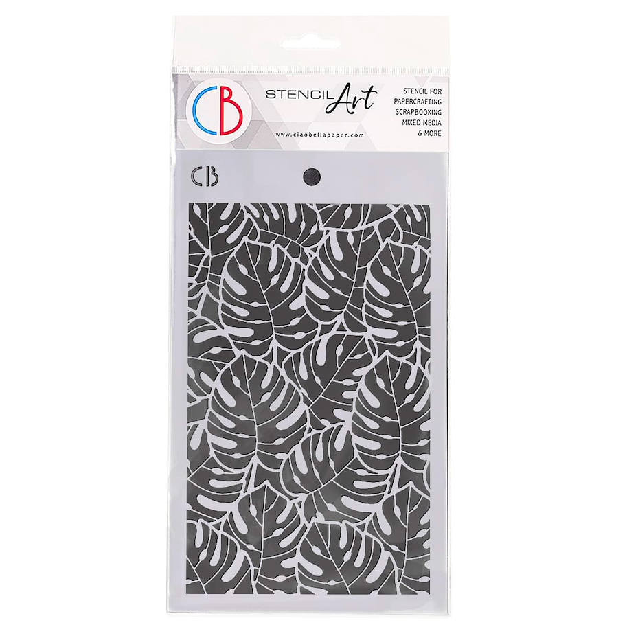 CIAO BELLA - TEXTURE STENCIL 5"X8" TROPICAL LEAVES