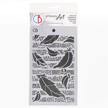 CIAO BELLA - TEXTURE STENCIL 5"X8" SWAN FEATHERS