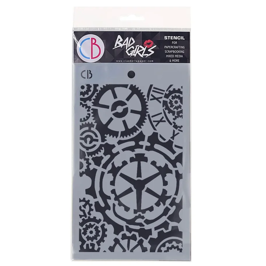 CIAO BELLA - TEXTURE STENCIL 5"X8" GEARS