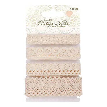 Papermania 1m Lace Borders (4pcs) - Vintage Notes