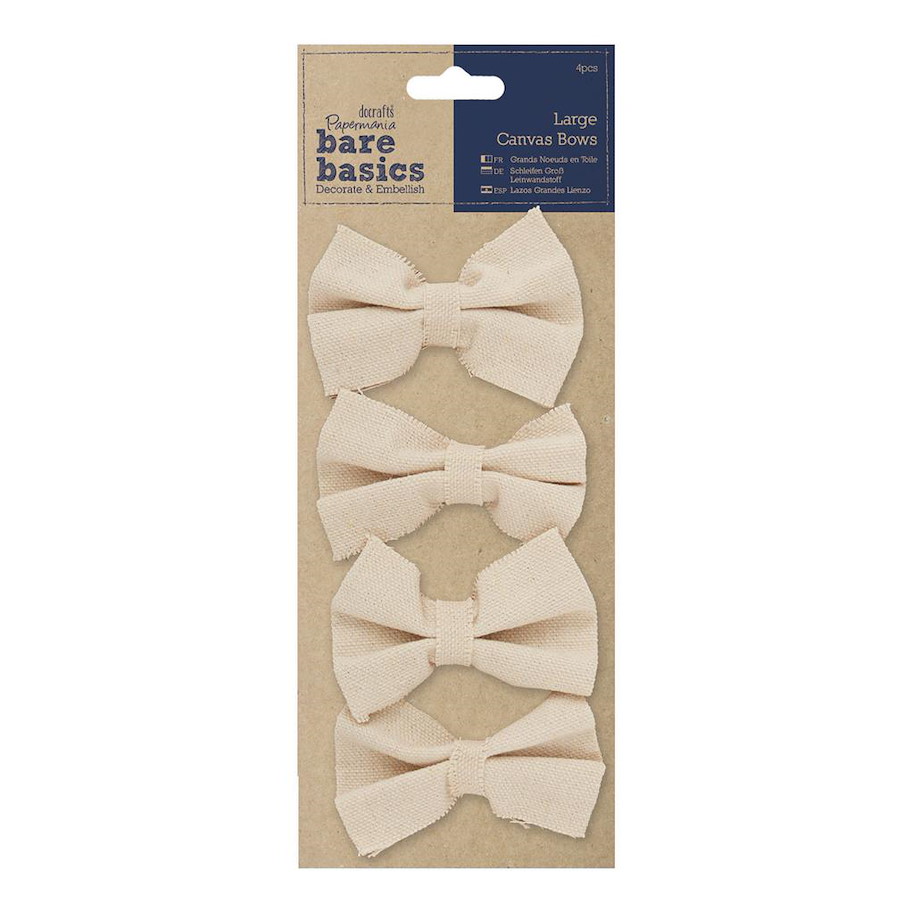 Papermania Bare Basics Large Canvas Bows (4pcs)