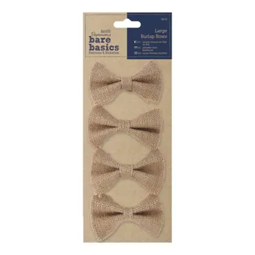 Papermania Bare Basics Large Burlap Bows (4pcs)