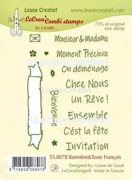 Leane Creatief Silikon Kombi Stempel Banner & Französische Texte