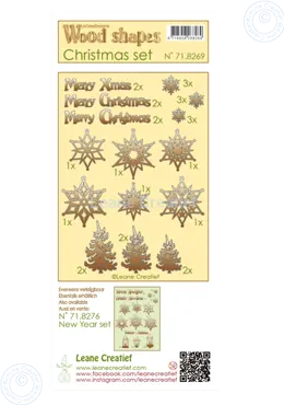 Leane Creatief Wood shapes Christmas set 33 pieces