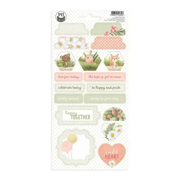 P13 -CHIPBOARD STICKER SHEET WOODLAND CUTIES 03, 10,5 X 22CM