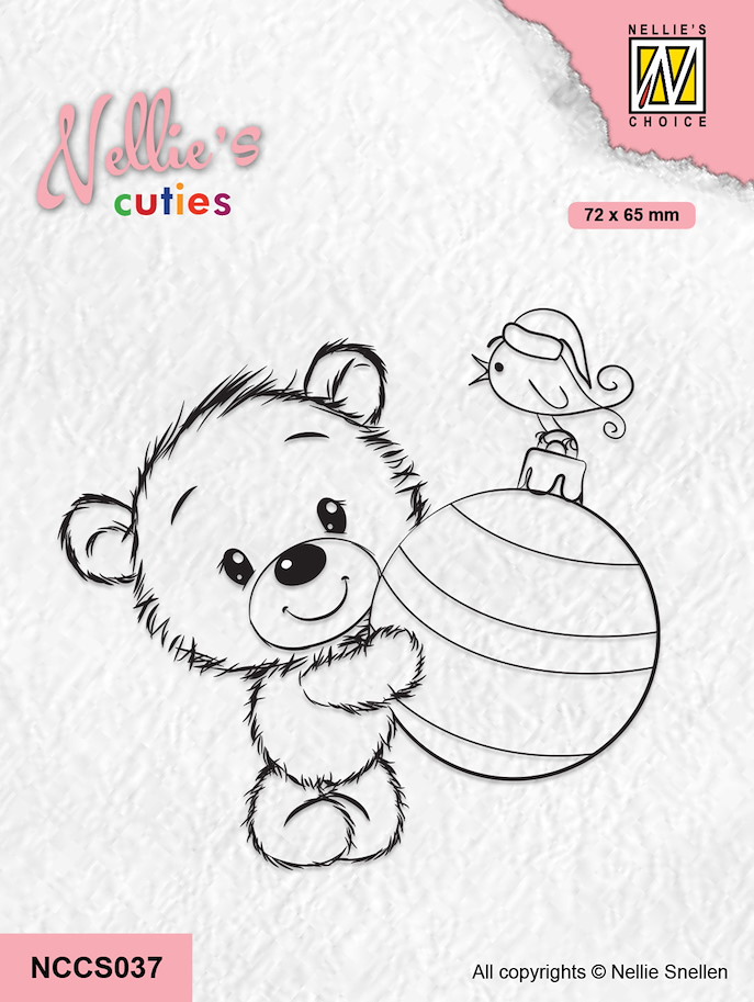 Nellie Snellen Cuties Bear with Christmas Ball Clear Stamp