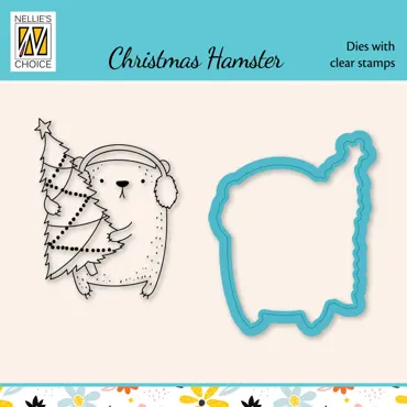 Nellie Snellen Christmas Harmster Christmas Tree Dies w/ Clear Stamps