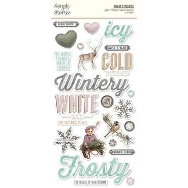 Simple Stories Simple Vintage Winter Woods Foam Stickers