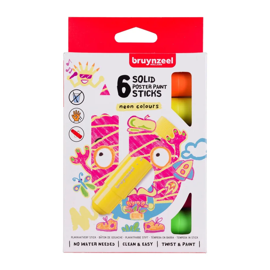 BRUYNZEEL Plakatfarbe-Stiftset Neon | 6 Farben 