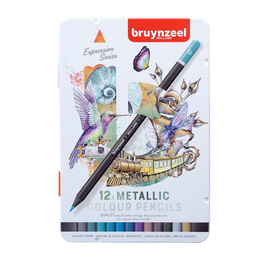 BRUYNZEEL  Expression Farbstifte Metallic-Farben Metalletui 12 Stück