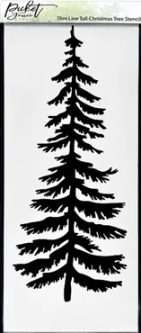Picket Fence Studios Slim Line Tall Christmas Tree 4x10 Inch Stencil
