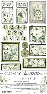CRAFT O'CLOCK - GREENERY INVITATION - JUNK JOURNAL - EXTRAS SET