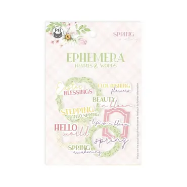 P13 - EPHEMERA SET FRAMES AND WORDS SPRING IS CALLING, 12PCS