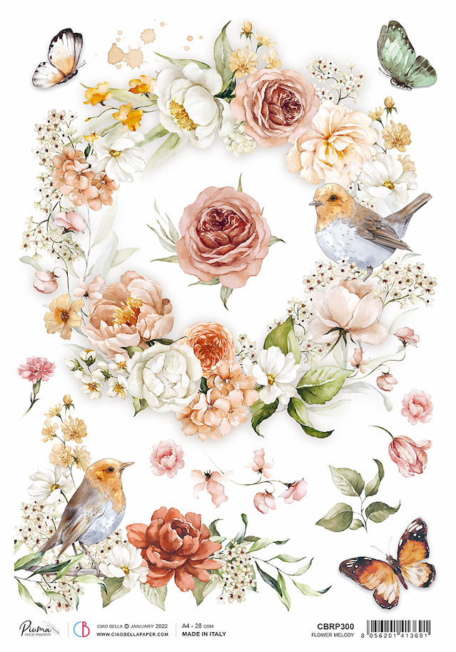 CIAO BELLA - RICE PAPER A4 FLOWER MELODY