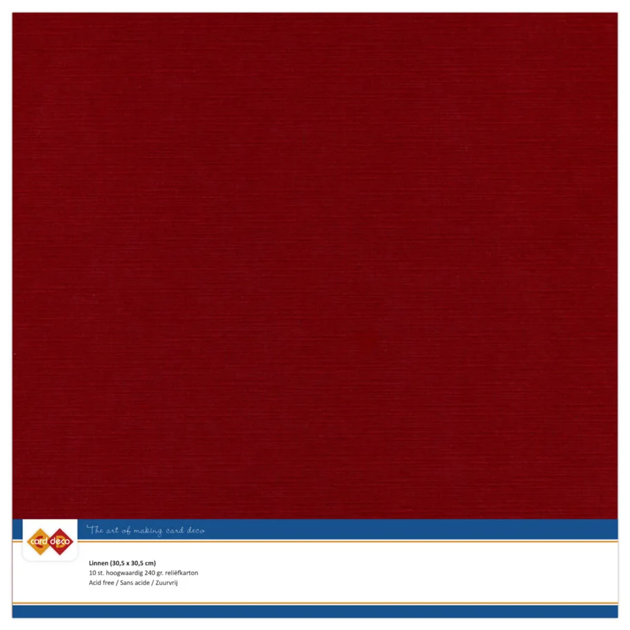 Card Deco Linen Cardstock 30,5x30,5 cm Burgundy 10stk.