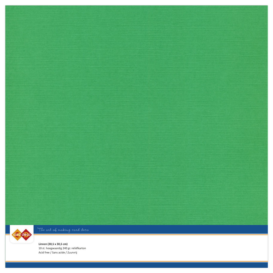 Card Deco Linen Cardstock 30,5x30,5 cm Green 10stk.