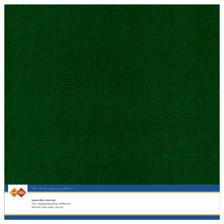 Card Deco Linen Cardstock 30,5x30,5 cm Christmas Green 10stk.
