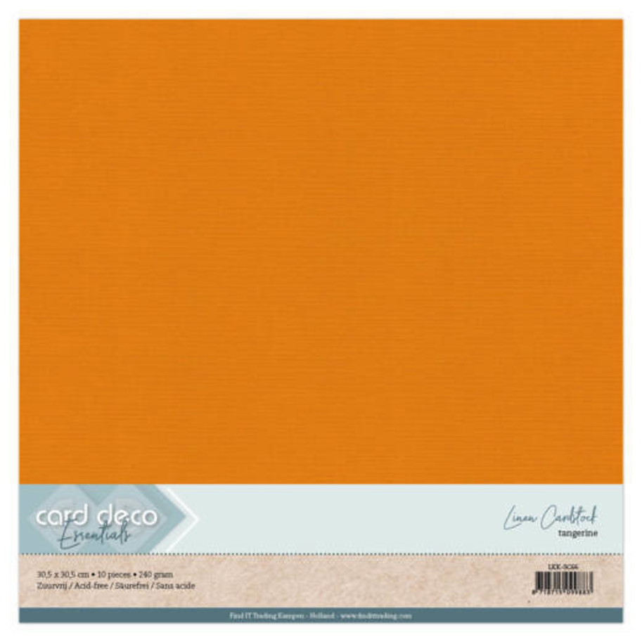 Card Deco Linen Cardstock 30,5x30,5 cm Tangerine 10stk.